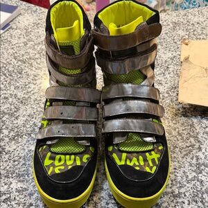 Louis Vuitton Black and Neon High-Top Sneakers